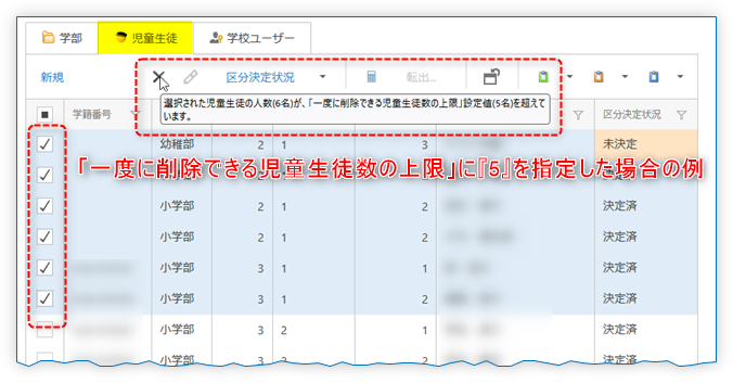 削除制限の動作例